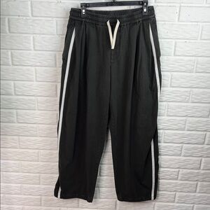 CROQUIS SKETCH BARREL PANTS 100% COTTON ELASTIC WAIST SIDE STRIPE Waist 30 inch